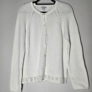 Vintage Northern Reflections‎ Chunky Crochet Cardigan Cottagecore Prairie Size L